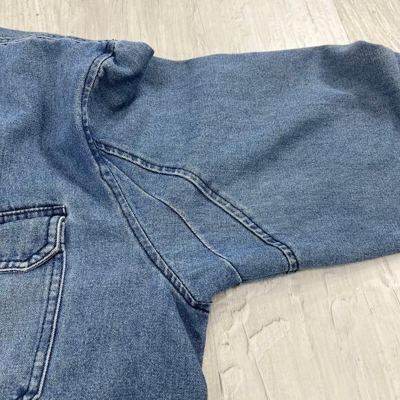 Schmidt Workwear Blue Cotton Blend Long Sleeve Button Down Denim Jean Shirt  LG - Picture 11 of 13